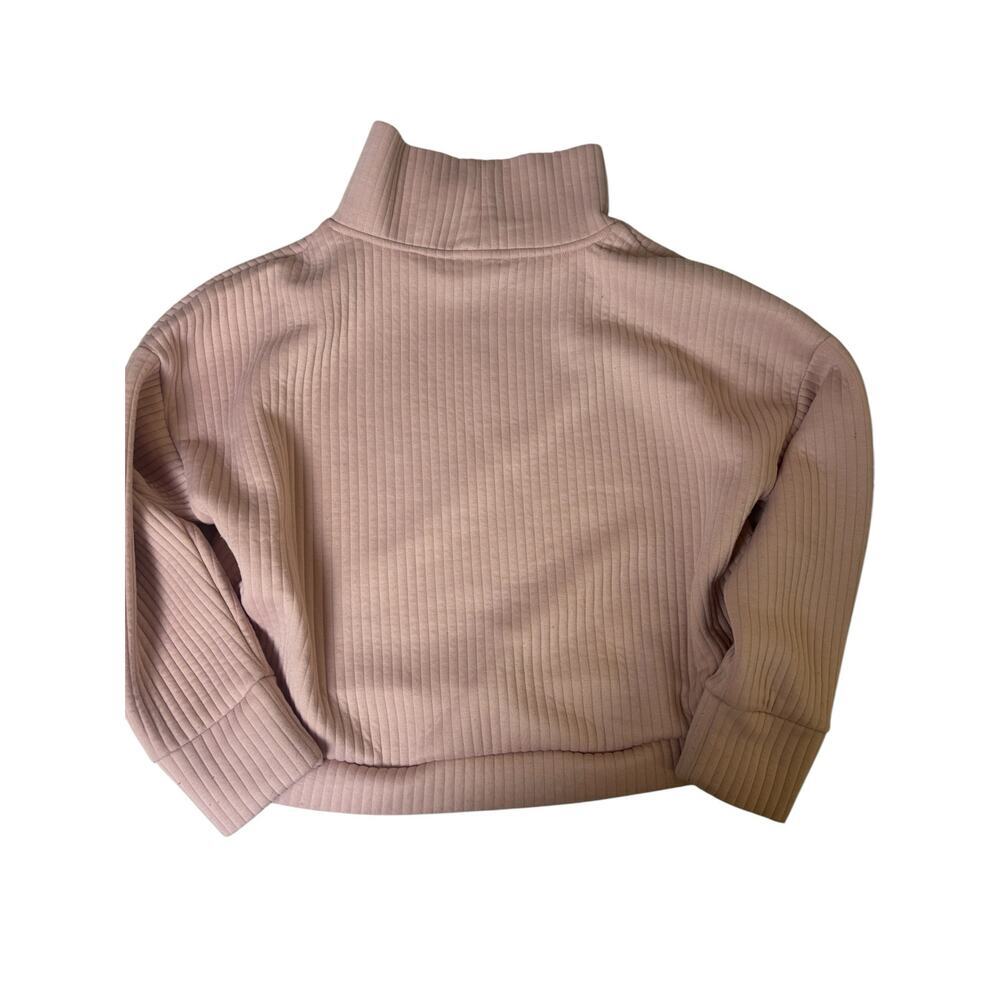 For The Republic Women’s Sweater Top L Pink Ribbed Knit Mock Neck Pullover